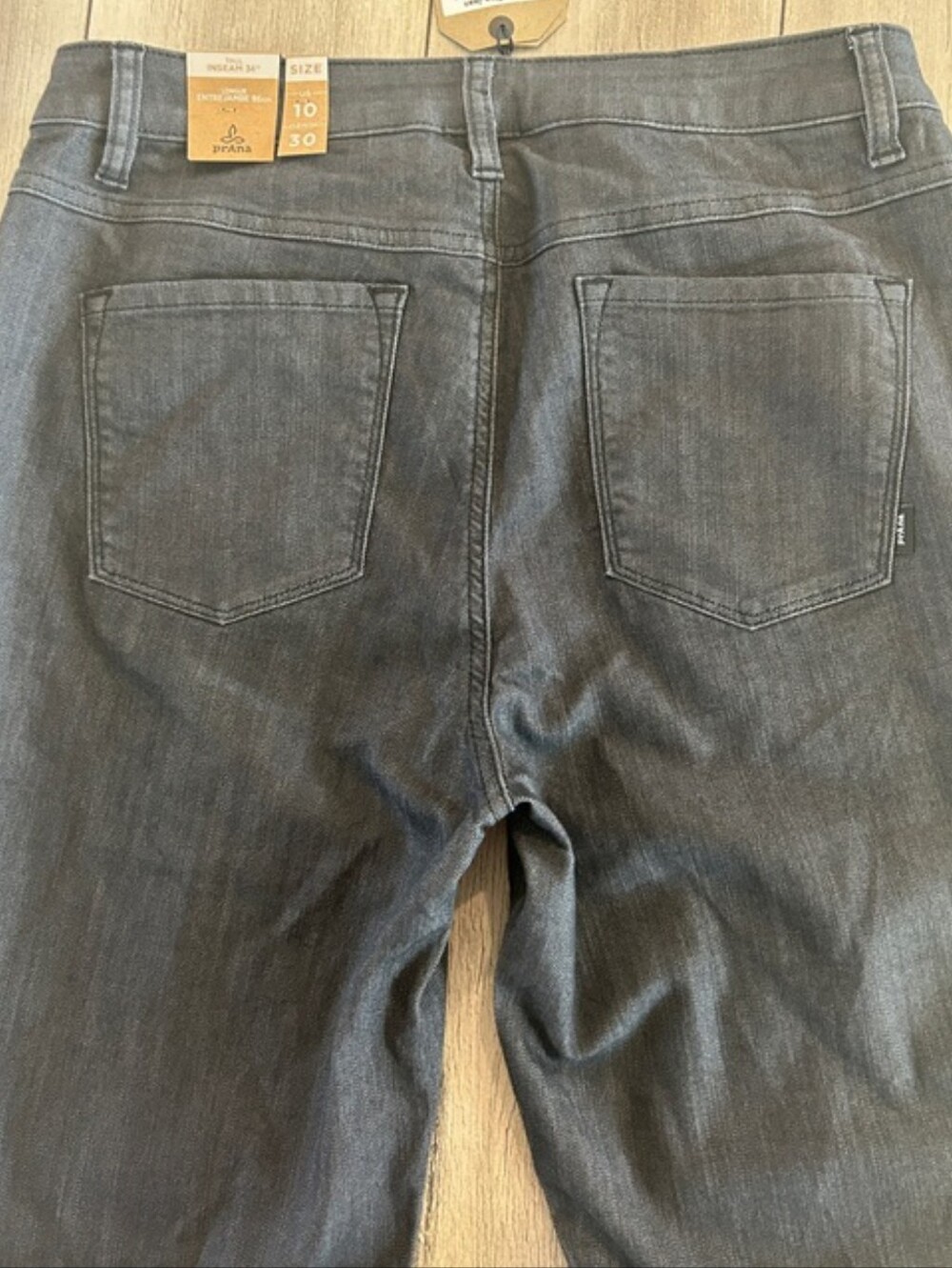 Prana Kayla High Rise Grey Skinny Jeans size 10 long TALL 15.5x34 NWT - Picture 3 of 5